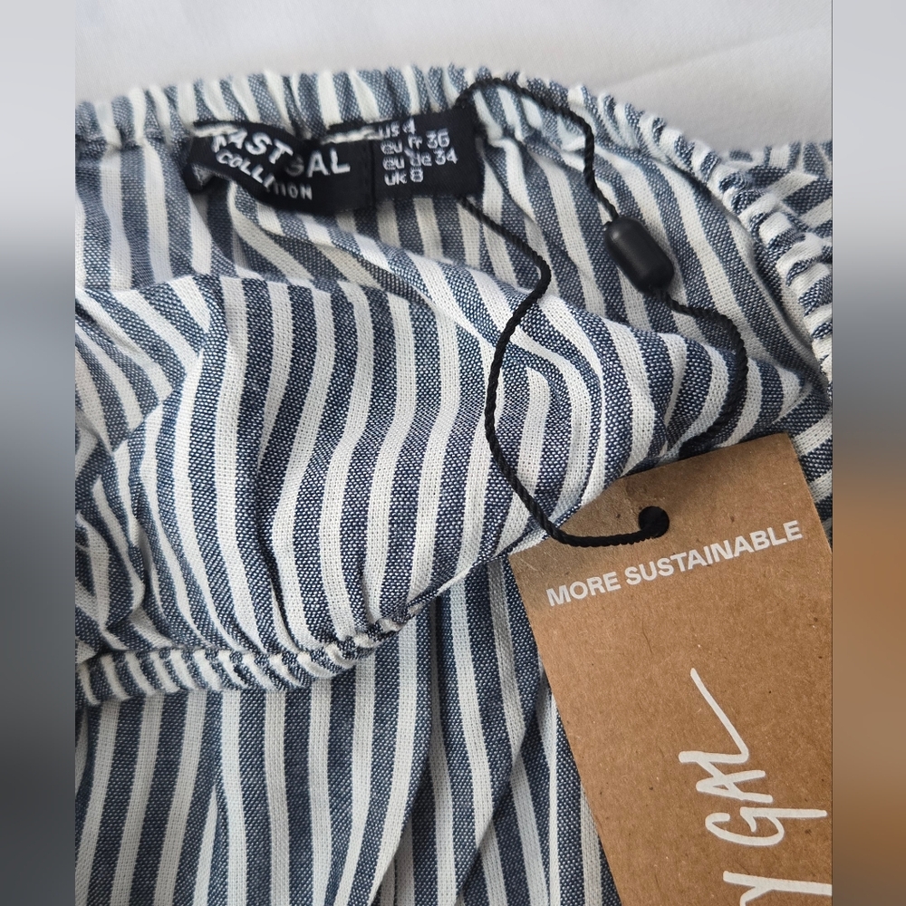3/$25! NWT Nasty Gal Stripe Tie Bandeau & Short Set Size 4 - Picture 11 of 11